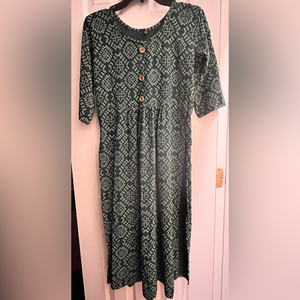 Indian green dress with prints